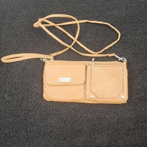 RELIC Evie Crossbody Wristlet "Raisin" Multiple Pockets Wallet w/Strap Tan